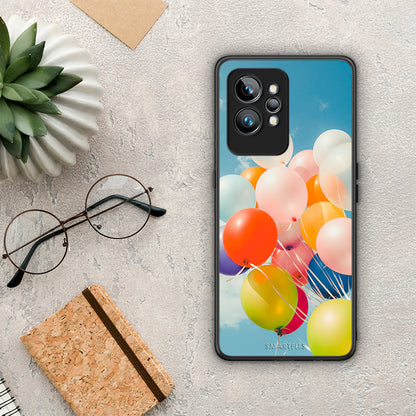 Θήκη Realme GT2 Pro Colorful Balloons από τη Smartfits με σχέδιο στο πίσω μέρος και μαύρο περίβλημα | Realme GT2 Pro Colorful Balloons Case with Colorful Back and Black Bezels