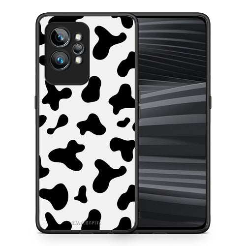 Θήκη Realme GT2 Cow Print από τη Smartfits με σχέδιο στο πίσω μέρος και μαύρο περίβλημα | Realme GT2 Cow Print Case with Colorful Back and Black Bezels