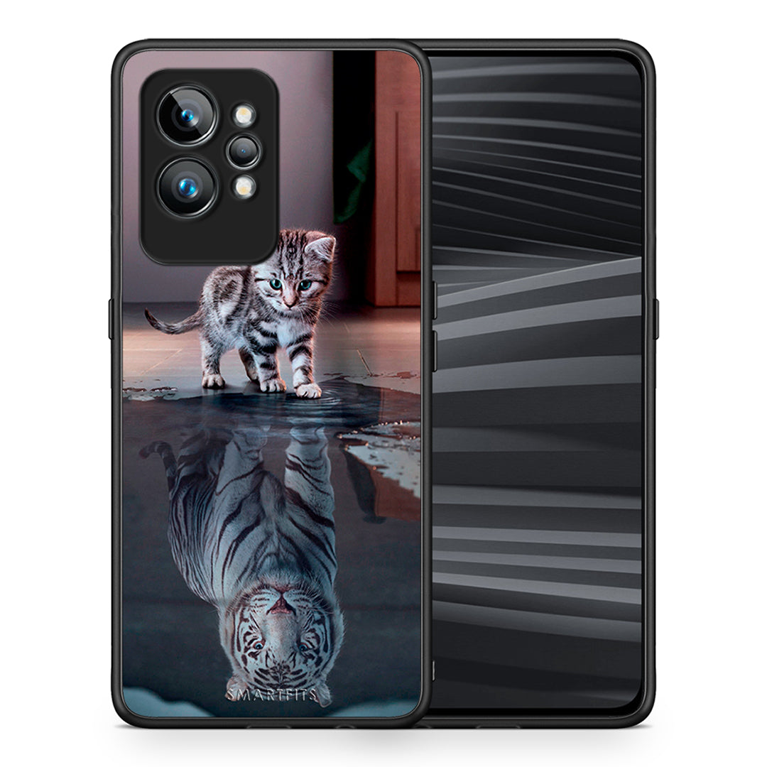 Θήκη Realme GT2 Pro Cute Tiger από τη Smartfits με σχέδιο στο πίσω μέρος και μαύρο περίβλημα | Realme GT2 Pro Cute Tiger Case with Colorful Back and Black Bezels