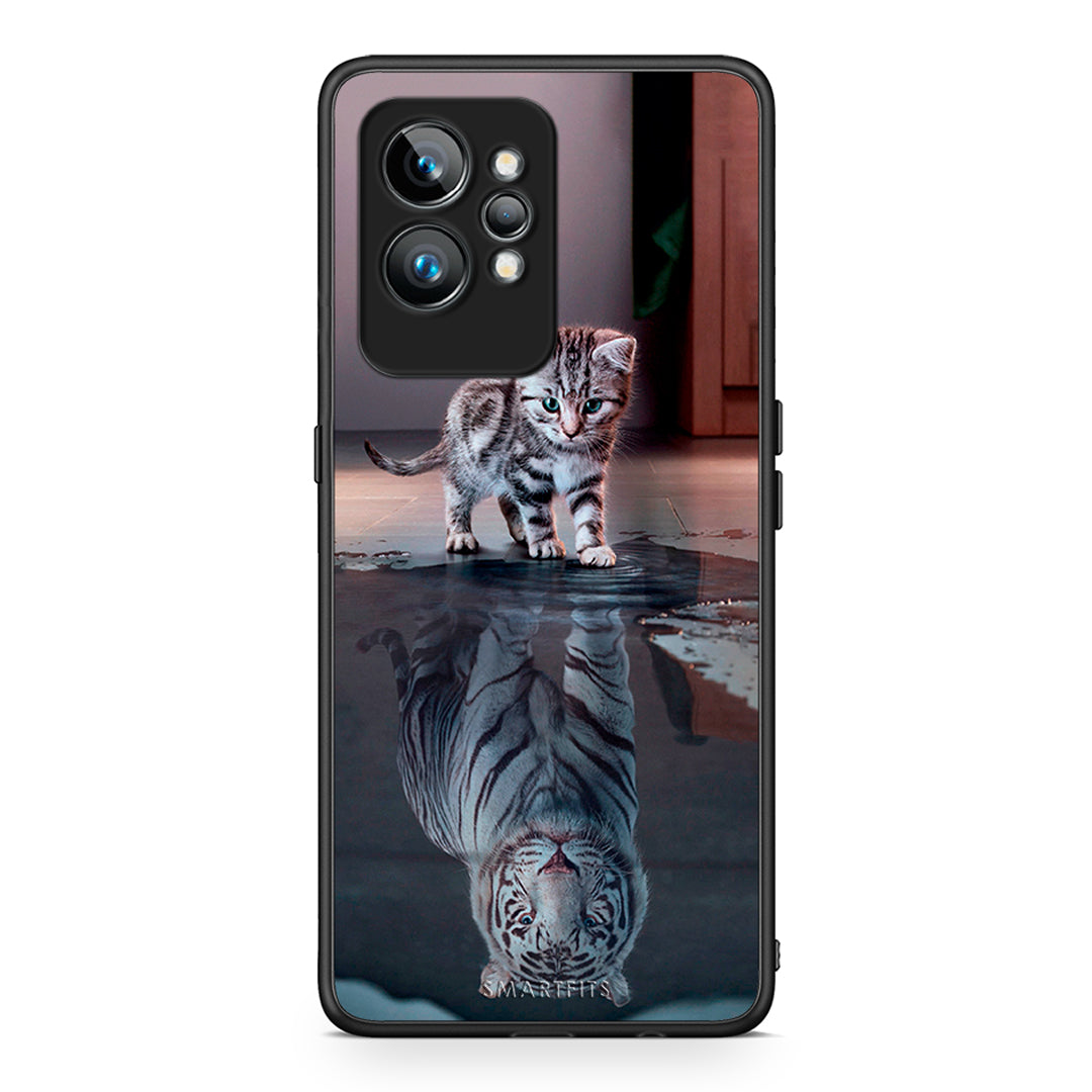 Θήκη Realme GT2 Cute Tiger από τη Smartfits με σχέδιο στο πίσω μέρος και μαύρο περίβλημα | Realme GT2 Cute Tiger Case with Colorful Back and Black Bezels