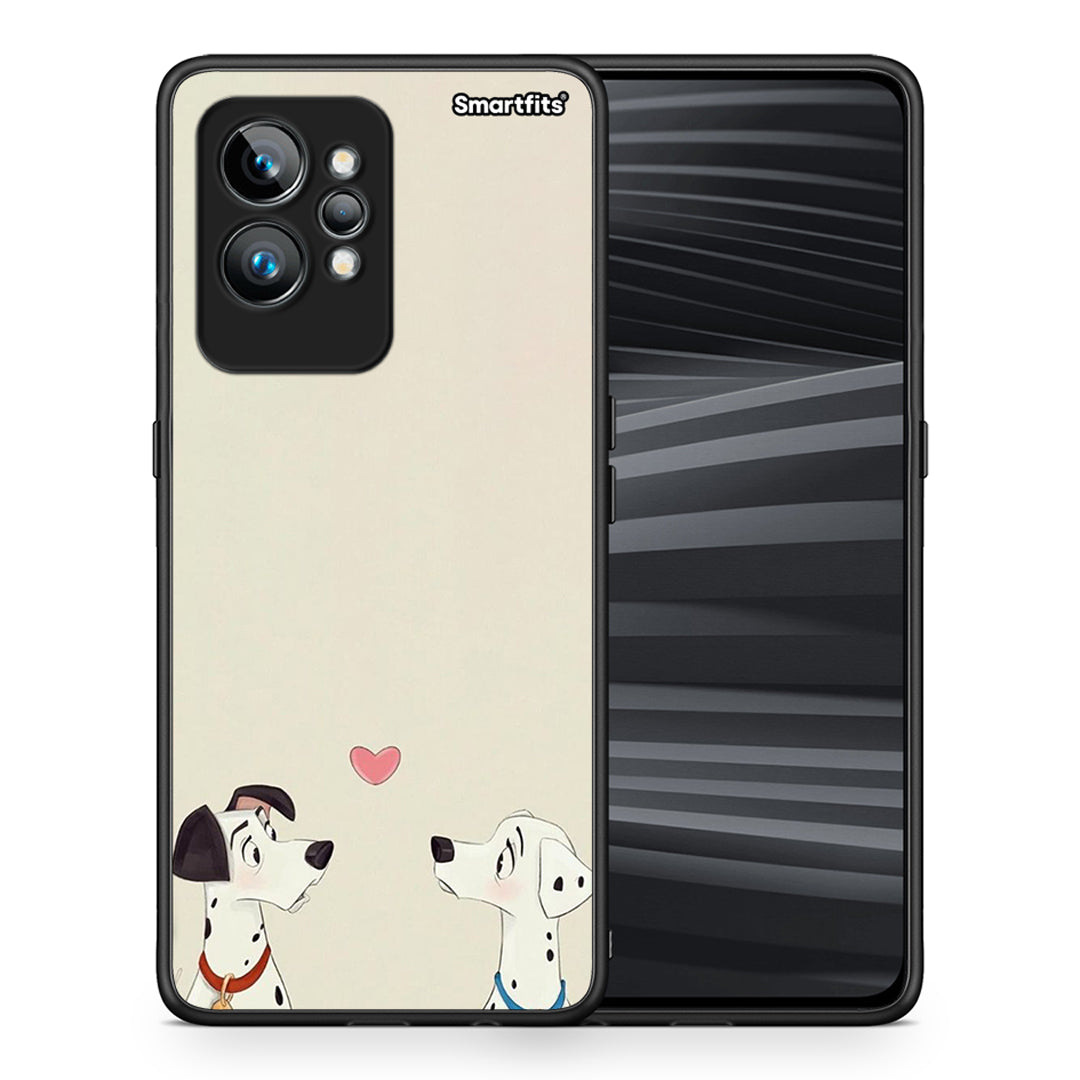Θήκη Realme GT2 Dalmatians Love από τη Smartfits με σχέδιο στο πίσω μέρος και μαύρο περίβλημα | Realme GT2 Dalmatians Love Case with Colorful Back and Black Bezels