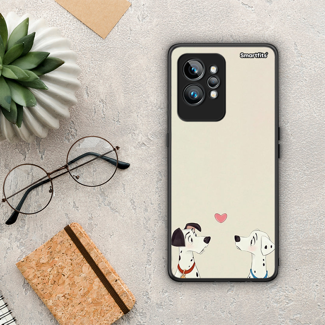 Θήκη Realme GT2 Dalmatians Love από τη Smartfits με σχέδιο στο πίσω μέρος και μαύρο περίβλημα | Realme GT2 Dalmatians Love Case with Colorful Back and Black Bezels