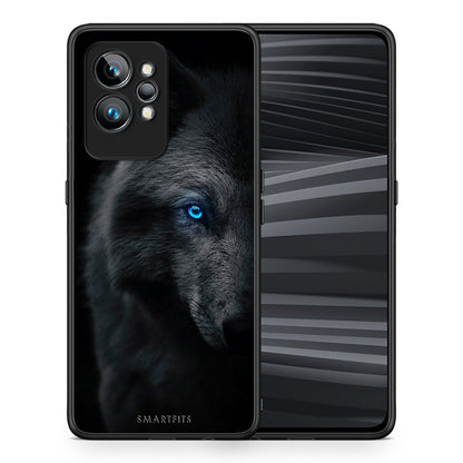 Θήκη Realme GT2 Dark Wolf από τη Smartfits με σχέδιο στο πίσω μέρος και μαύρο περίβλημα | Realme GT2 Dark Wolf Case with Colorful Back and Black Bezels