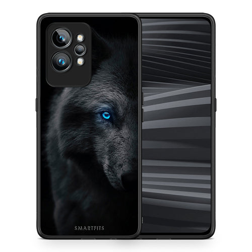 Θήκη Realme GT2 Dark Wolf από τη Smartfits με σχέδιο στο πίσω μέρος και μαύρο περίβλημα | Realme GT2 Dark Wolf Case with Colorful Back and Black Bezels