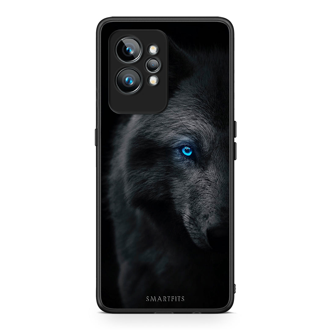 Θήκη Realme GT2 Dark Wolf από τη Smartfits με σχέδιο στο πίσω μέρος και μαύρο περίβλημα | Realme GT2 Dark Wolf Case with Colorful Back and Black Bezels