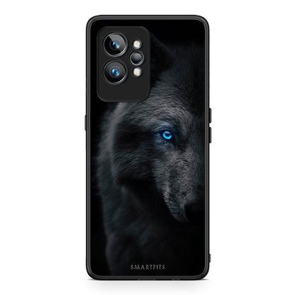 Θήκη Realme GT2 Dark Wolf από τη Smartfits με σχέδιο στο πίσω μέρος και μαύρο περίβλημα | Realme GT2 Dark Wolf Case with Colorful Back and Black Bezels