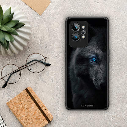 Θήκη Realme GT2 Dark Wolf από τη Smartfits με σχέδιο στο πίσω μέρος και μαύρο περίβλημα | Realme GT2 Dark Wolf Case with Colorful Back and Black Bezels