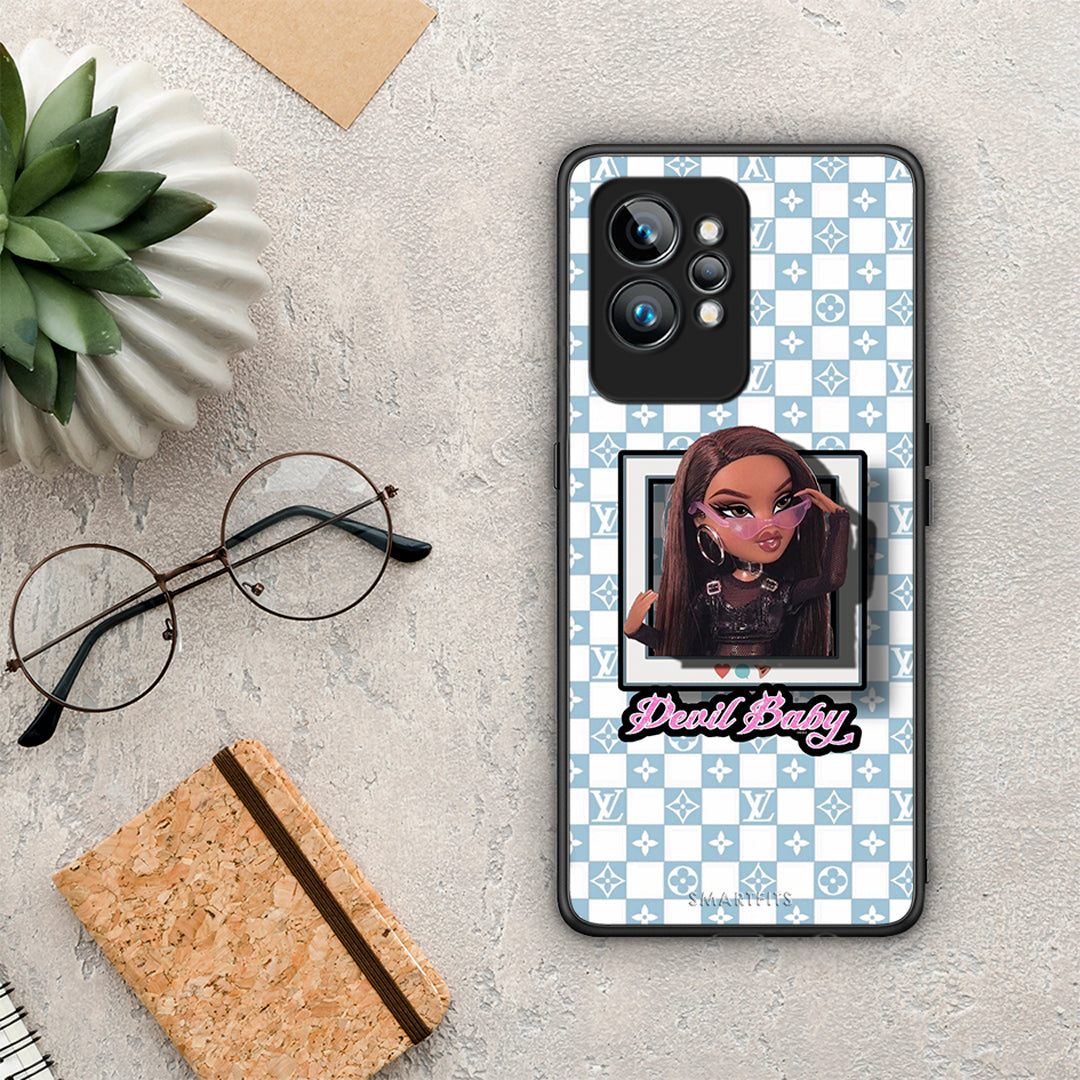 Θήκη Realme GT2 Devil Baby από τη Smartfits με σχέδιο στο πίσω μέρος και μαύρο περίβλημα | Realme GT2 Devil Baby Case with Colorful Back and Black Bezels