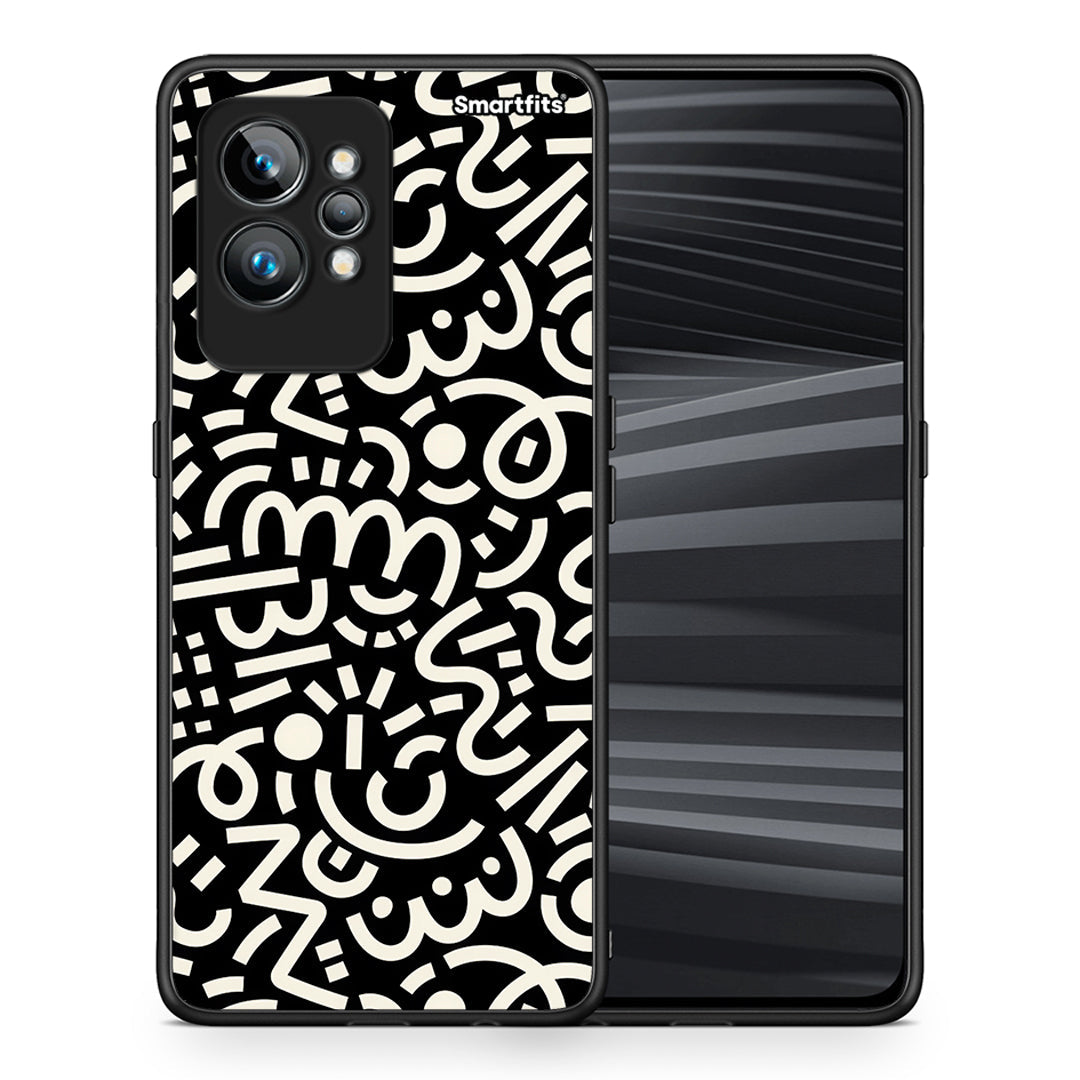 Θήκη Realme GT2 Doodle Art από τη Smartfits με σχέδιο στο πίσω μέρος και μαύρο περίβλημα | Realme GT2 Doodle Art Case with Colorful Back and Black Bezels