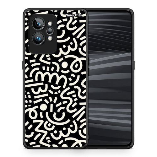 Θήκη Realme GT2 Doodle Art από τη Smartfits με σχέδιο στο πίσω μέρος και μαύρο περίβλημα | Realme GT2 Doodle Art Case with Colorful Back and Black Bezels