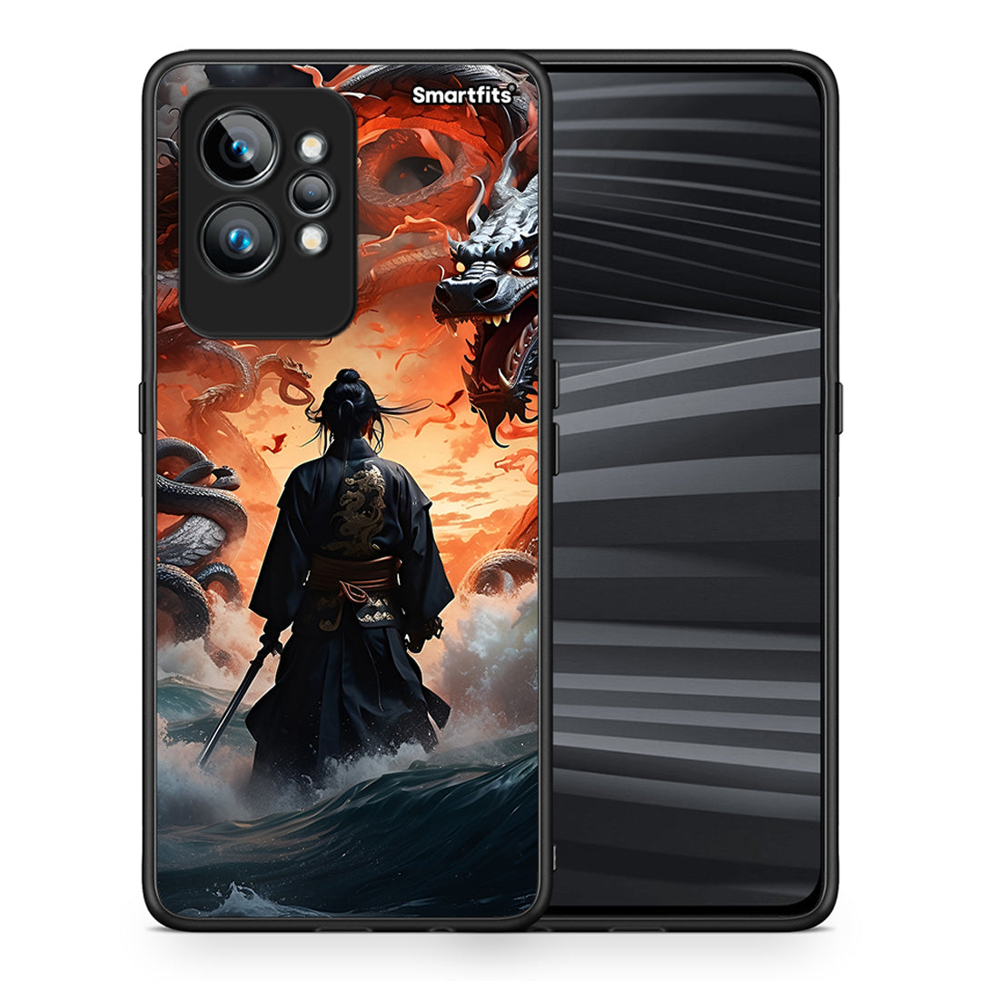 Θήκη Realme GT2 Dragons Fight από τη Smartfits με σχέδιο στο πίσω μέρος και μαύρο περίβλημα | Realme GT2 Dragons Fight Case with Colorful Back and Black Bezels