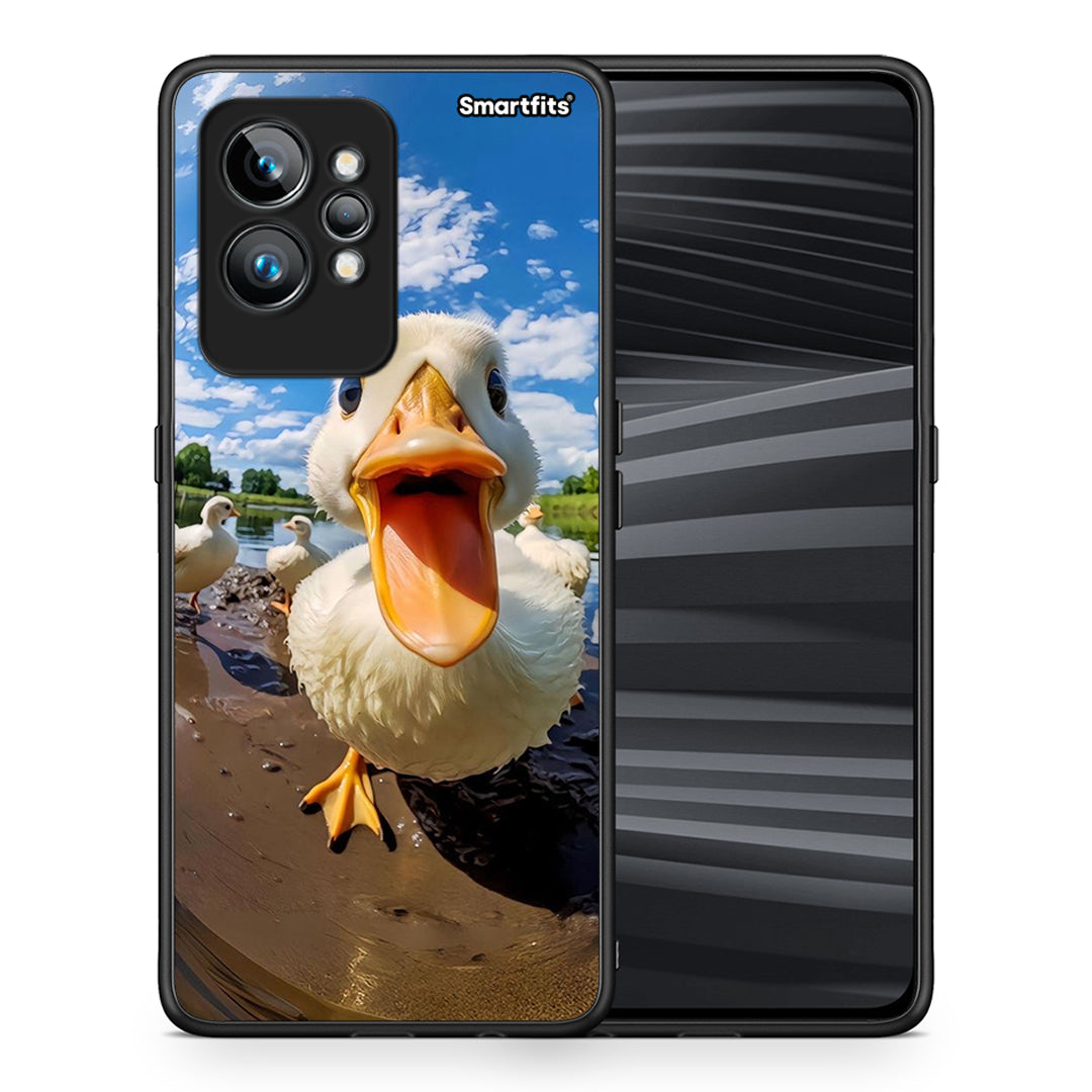 Θήκη Realme GT2 Duck Face από τη Smartfits με σχέδιο στο πίσω μέρος και μαύρο περίβλημα | Realme GT2 Duck Face Case with Colorful Back and Black Bezels