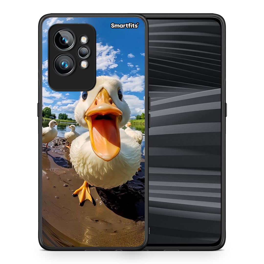 Θήκη Realme GT2 Pro Duck Face από τη Smartfits με σχέδιο στο πίσω μέρος και μαύρο περίβλημα | Realme GT2 Pro Duck Face Case with Colorful Back and Black Bezels
