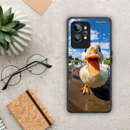 Θήκη Realme GT2 Duck Face από τη Smartfits με σχέδιο στο πίσω μέρος και μαύρο περίβλημα | Realme GT2 Duck Face Case with Colorful Back and Black Bezels