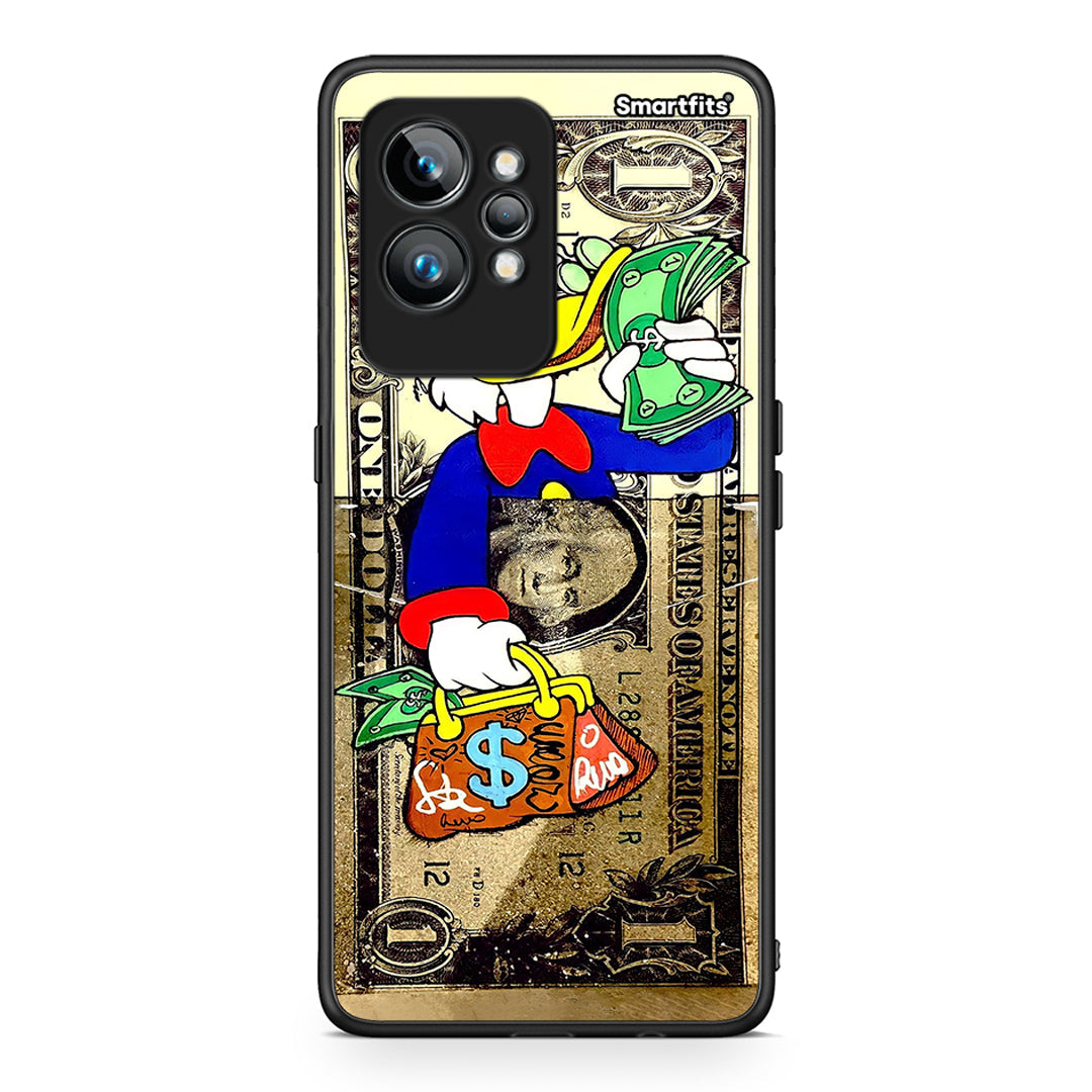 Θήκη Realme GT2 Duck Money από τη Smartfits με σχέδιο στο πίσω μέρος και μαύρο περίβλημα | Realme GT2 Duck Money Case with Colorful Back and Black Bezels