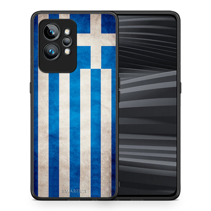 Θήκη Realme GT2 Flag Greek από τη Smartfits με σχέδιο στο πίσω μέρος και μαύρο περίβλημα | Realme GT2 Flag Greek Case with Colorful Back and Black Bezels