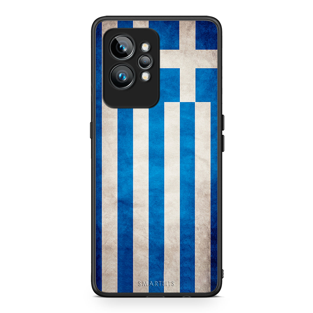 Θήκη Realme GT2 Flag Greek από τη Smartfits με σχέδιο στο πίσω μέρος και μαύρο περίβλημα | Realme GT2 Flag Greek Case with Colorful Back and Black Bezels