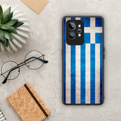 Θήκη Realme GT2 Flag Greek από τη Smartfits με σχέδιο στο πίσω μέρος και μαύρο περίβλημα | Realme GT2 Flag Greek Case with Colorful Back and Black Bezels