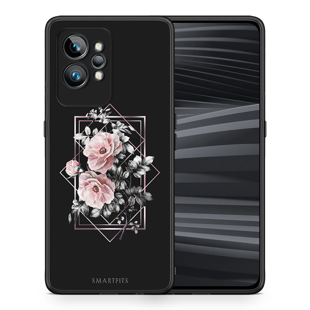 Θήκη Realme GT2 Flower Frame από τη Smartfits με σχέδιο στο πίσω μέρος και μαύρο περίβλημα | Realme GT2 Flower Frame Case with Colorful Back and Black Bezels