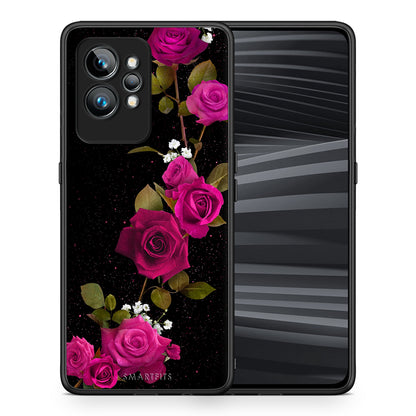 Θήκη Realme GT2 Pro Flower Red Roses από τη Smartfits με σχέδιο στο πίσω μέρος και μαύρο περίβλημα | Realme GT2 Pro Flower Red Roses Case with Colorful Back and Black Bezels