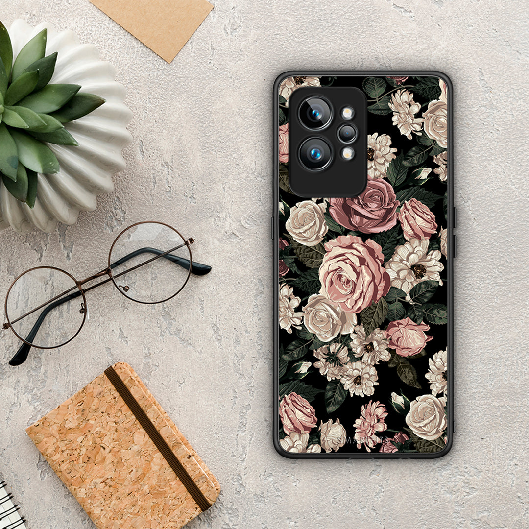 Θήκη Realme GT2 Flower Wild Roses από τη Smartfits με σχέδιο στο πίσω μέρος και μαύρο περίβλημα | Realme GT2 Flower Wild Roses Case with Colorful Back and Black Bezels