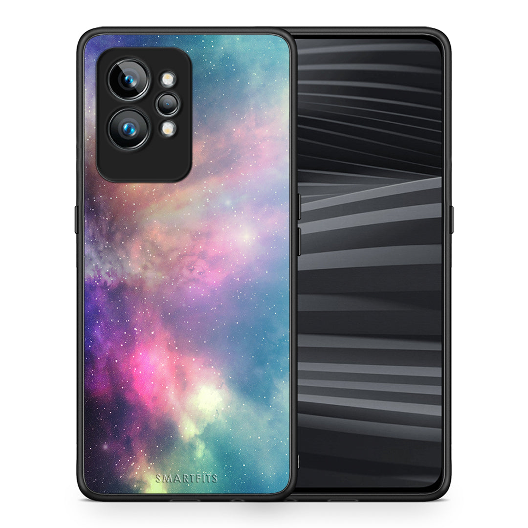 Θήκη Realme GT2 Galactic Rainbow από τη Smartfits με σχέδιο στο πίσω μέρος και μαύρο περίβλημα | Realme GT2 Galactic Rainbow Case with Colorful Back and Black Bezels