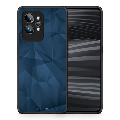 Θήκη Realme GT2 Geometric Blue Abstract από τη Smartfits με σχέδιο στο πίσω μέρος και μαύρο περίβλημα | Realme GT2 Geometric Blue Abstract Case with Colorful Back and Black Bezels