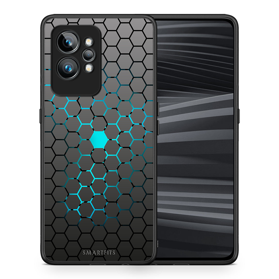Θήκη Realme GT2 Geometric Hexagonal από τη Smartfits με σχέδιο στο πίσω μέρος και μαύρο περίβλημα | Realme GT2 Geometric Hexagonal Case with Colorful Back and Black Bezels