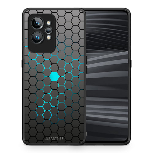 Θήκη Realme GT2 Geometric Hexagonal από τη Smartfits με σχέδιο στο πίσω μέρος και μαύρο περίβλημα | Realme GT2 Geometric Hexagonal Case with Colorful Back and Black Bezels