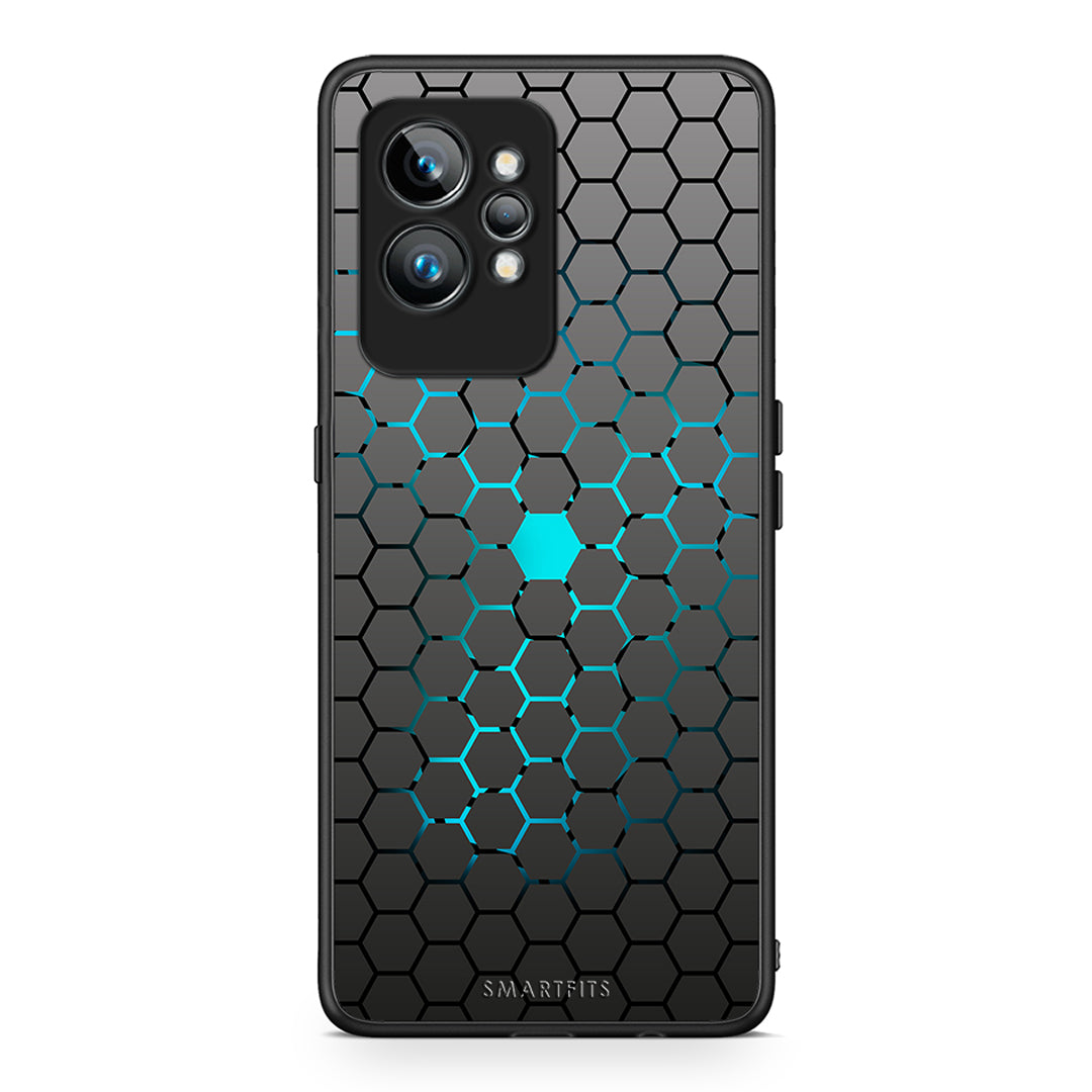 Θήκη Realme GT2 Geometric Hexagonal από τη Smartfits με σχέδιο στο πίσω μέρος και μαύρο περίβλημα | Realme GT2 Geometric Hexagonal Case with Colorful Back and Black Bezels