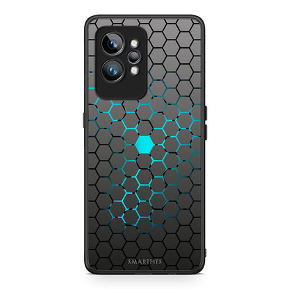 Θήκη Realme GT2 Geometric Hexagonal από τη Smartfits με σχέδιο στο πίσω μέρος και μαύρο περίβλημα | Realme GT2 Geometric Hexagonal Case with Colorful Back and Black Bezels