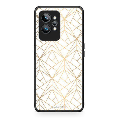 Θήκη Realme GT2 Geometric Luxury White από τη Smartfits με σχέδιο στο πίσω μέρος και μαύρο περίβλημα | Realme GT2 Geometric Luxury White Case with Colorful Back and Black Bezels