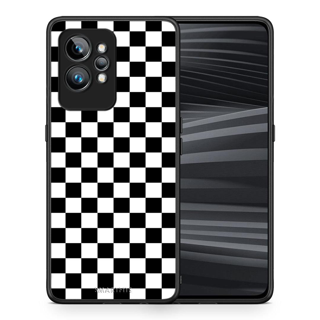 Θήκη Realme GT2 Geometric Squares από τη Smartfits με σχέδιο στο πίσω μέρος και μαύρο περίβλημα | Realme GT2 Geometric Squares Case with Colorful Back and Black Bezels