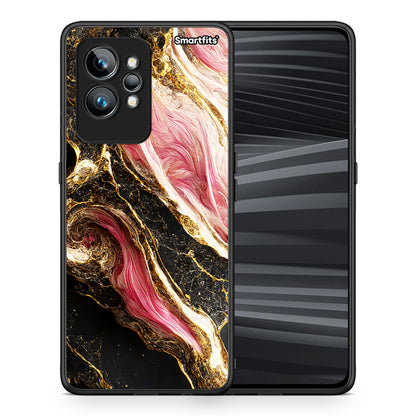 Θήκη Realme GT2 Glamorous Pink Marble από τη Smartfits με σχέδιο στο πίσω μέρος και μαύρο περίβλημα | Realme GT2 Glamorous Pink Marble Case with Colorful Back and Black Bezels