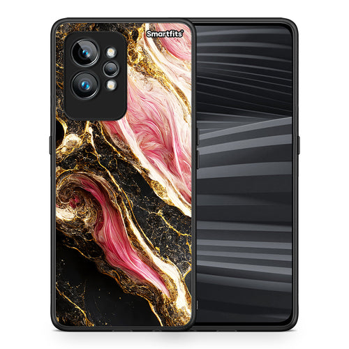 Θήκη Realme GT2 Pro Glamorous Pink Marble από τη Smartfits με σχέδιο στο πίσω μέρος και μαύρο περίβλημα | Realme GT2 Pro Glamorous Pink Marble Case with Colorful Back and Black Bezels