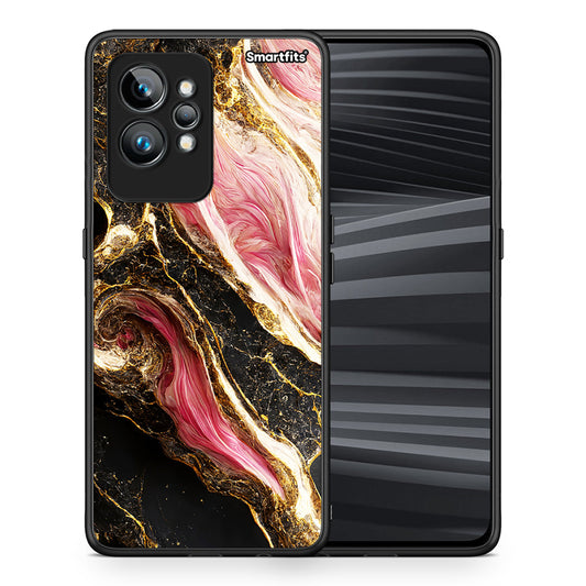 Θήκη Realme GT2 Pro Glamorous Pink Marble από τη Smartfits με σχέδιο στο πίσω μέρος και μαύρο περίβλημα | Realme GT2 Pro Glamorous Pink Marble Case with Colorful Back and Black Bezels