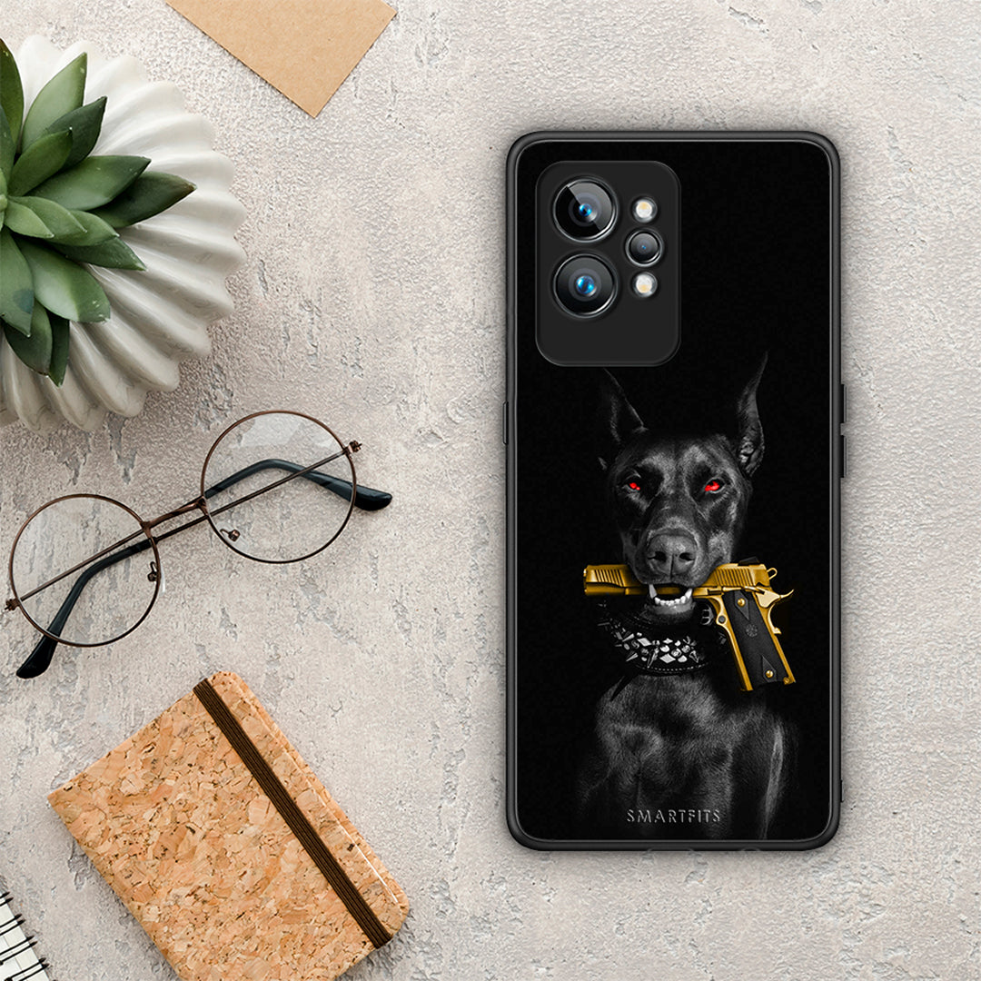 Θήκη Realme GT2 Golden Gun από τη Smartfits με σχέδιο στο πίσω μέρος και μαύρο περίβλημα | Realme GT2 Golden Gun Case with Colorful Back and Black Bezels