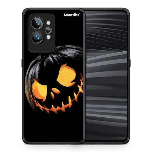 Θήκη Realme GT2 Pro Halloween Scary Pumpkin από τη Smartfits με σχέδιο στο πίσω μέρος και μαύρο περίβλημα | Realme GT2 Pro Halloween Scary Pumpkin Case with Colorful Back and Black Bezels