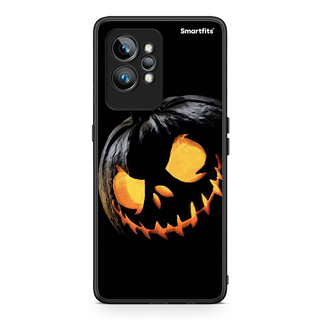 Θήκη Realme GT2 Pro Halloween Scary Pumpkin από τη Smartfits με σχέδιο στο πίσω μέρος και μαύρο περίβλημα | Realme GT2 Pro Halloween Scary Pumpkin Case with Colorful Back and Black Bezels