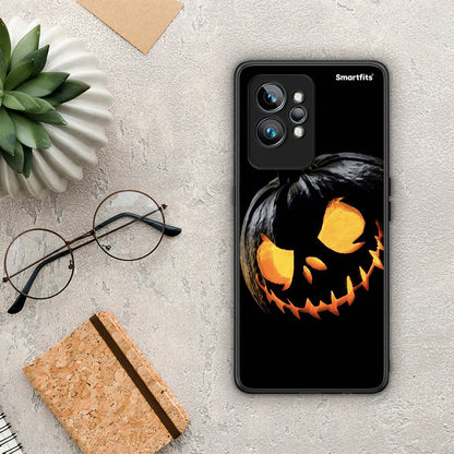 Θήκη Realme GT2 Pro Halloween Scary Pumpkin από τη Smartfits με σχέδιο στο πίσω μέρος και μαύρο περίβλημα | Realme GT2 Pro Halloween Scary Pumpkin Case with Colorful Back and Black Bezels