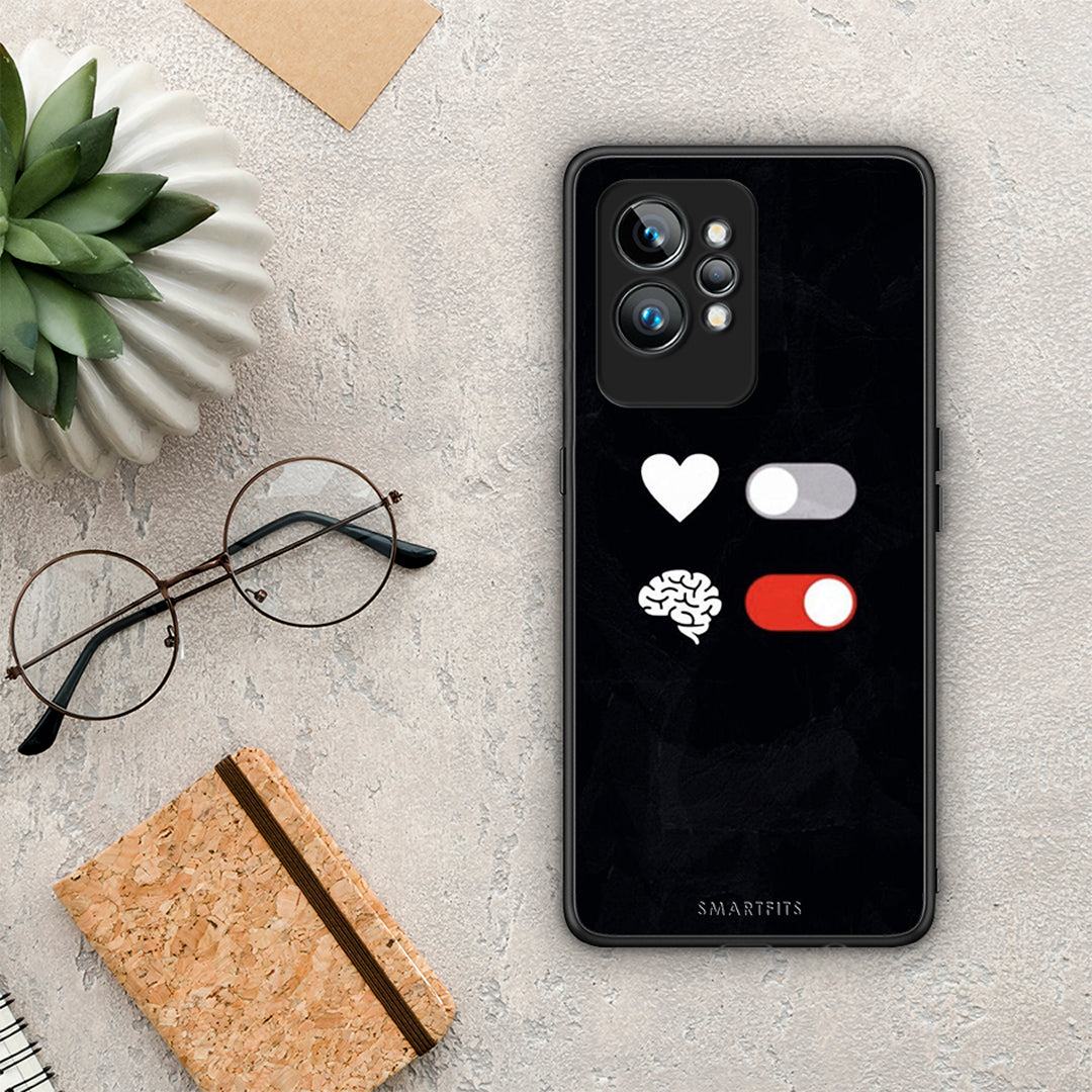 Θήκη Realme GT2 Pro Heart Vs Brain από τη Smartfits με σχέδιο στο πίσω μέρος και μαύρο περίβλημα | Realme GT2 Pro Heart Vs Brain Case with Colorful Back and Black Bezels