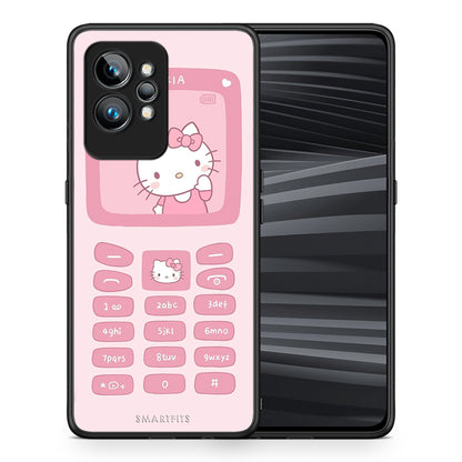 Θήκη Realme GT2 Hello Kitten από τη Smartfits με σχέδιο στο πίσω μέρος και μαύρο περίβλημα | Realme GT2 Hello Kitten Case with Colorful Back and Black Bezels