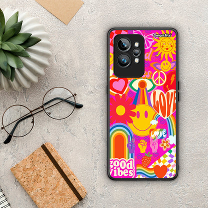 Θήκη Realme GT2 Pro Hippie Love από τη Smartfits με σχέδιο στο πίσω μέρος και μαύρο περίβλημα | Realme GT2 Pro Hippie Love Case with Colorful Back and Black Bezels