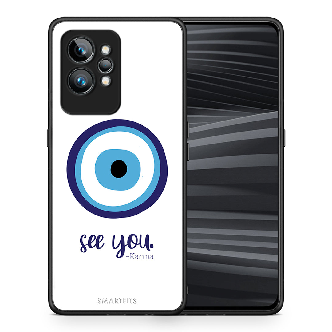 Θήκη Realme GT2 Pro Karma Says από τη Smartfits με σχέδιο στο πίσω μέρος και μαύρο περίβλημα | Realme GT2 Pro Karma Says Case with Colorful Back and Black Bezels
