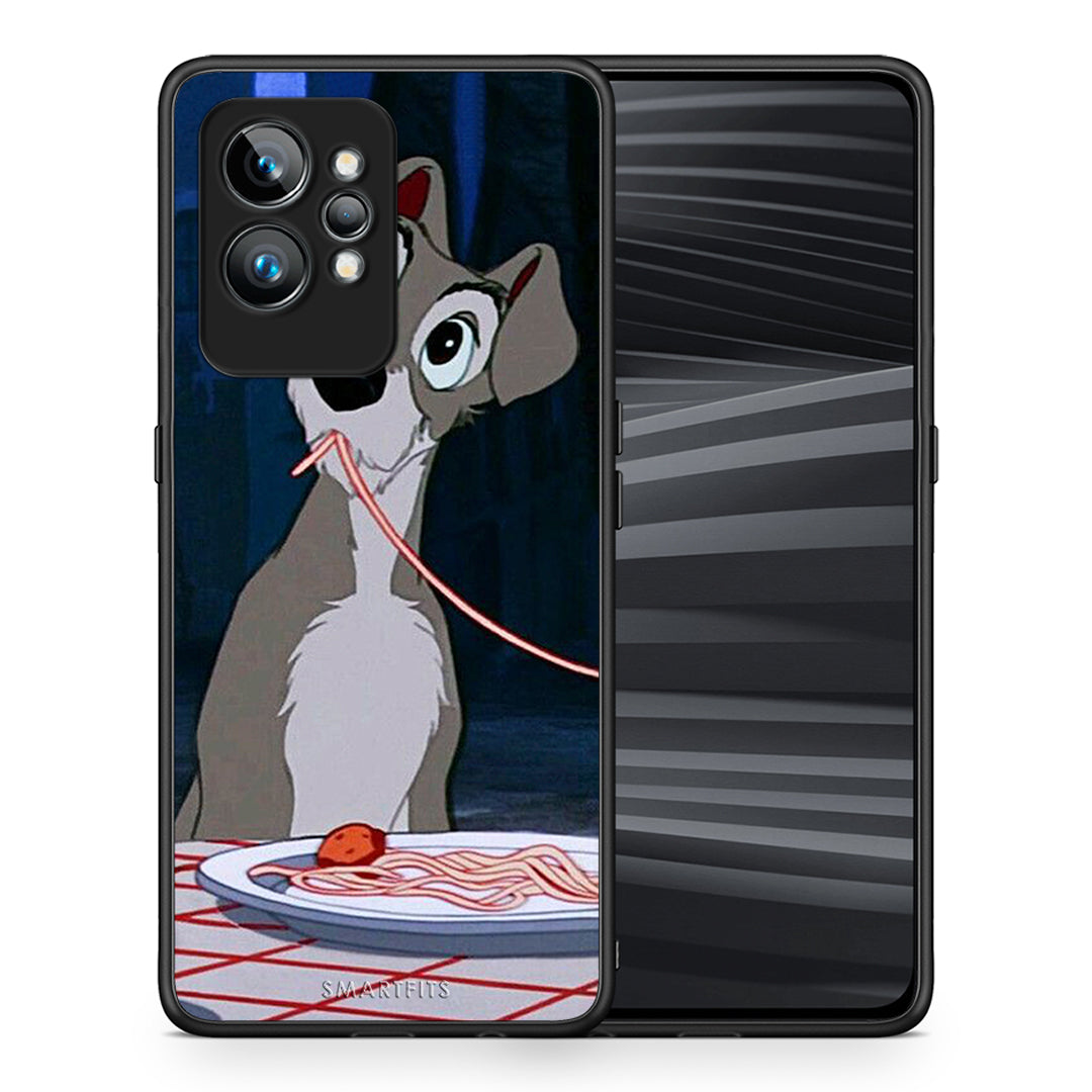Θήκη Realme GT2 Lady And Tramp 1 από τη Smartfits με σχέδιο στο πίσω μέρος και μαύρο περίβλημα | Realme GT2 Lady And Tramp 1 Case with Colorful Back and Black Bezels