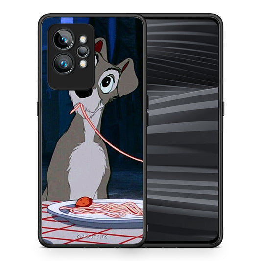 Θήκη Realme GT2 Lady And Tramp 1 από τη Smartfits με σχέδιο στο πίσω μέρος και μαύρο περίβλημα | Realme GT2 Lady And Tramp 1 Case with Colorful Back and Black Bezels