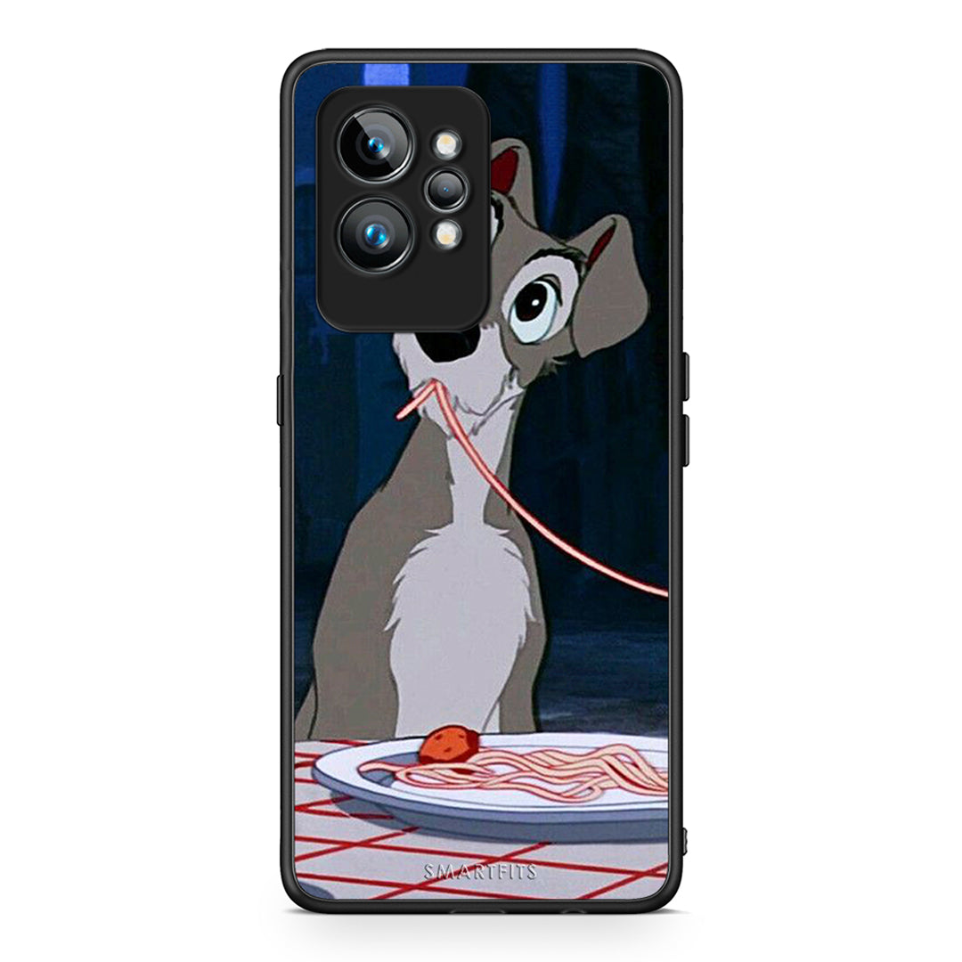 Θήκη Realme GT2 Lady And Tramp 1 από τη Smartfits με σχέδιο στο πίσω μέρος και μαύρο περίβλημα | Realme GT2 Lady And Tramp 1 Case with Colorful Back and Black Bezels