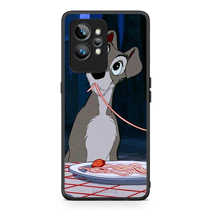 Θήκη Realme GT2 Lady And Tramp 1 από τη Smartfits με σχέδιο στο πίσω μέρος και μαύρο περίβλημα | Realme GT2 Lady And Tramp 1 Case with Colorful Back and Black Bezels