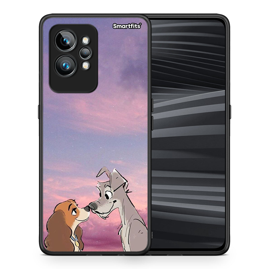 Θήκη Realme GT2 Lady And Tramp από τη Smartfits με σχέδιο στο πίσω μέρος και μαύρο περίβλημα | Realme GT2 Lady And Tramp Case with Colorful Back and Black Bezels