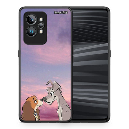 Θήκη Realme GT2 Lady And Tramp από τη Smartfits με σχέδιο στο πίσω μέρος και μαύρο περίβλημα | Realme GT2 Lady And Tramp Case with Colorful Back and Black Bezels